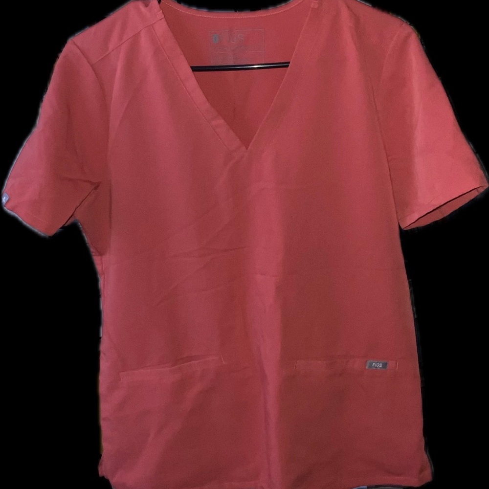Red V-Neck Scrub Top